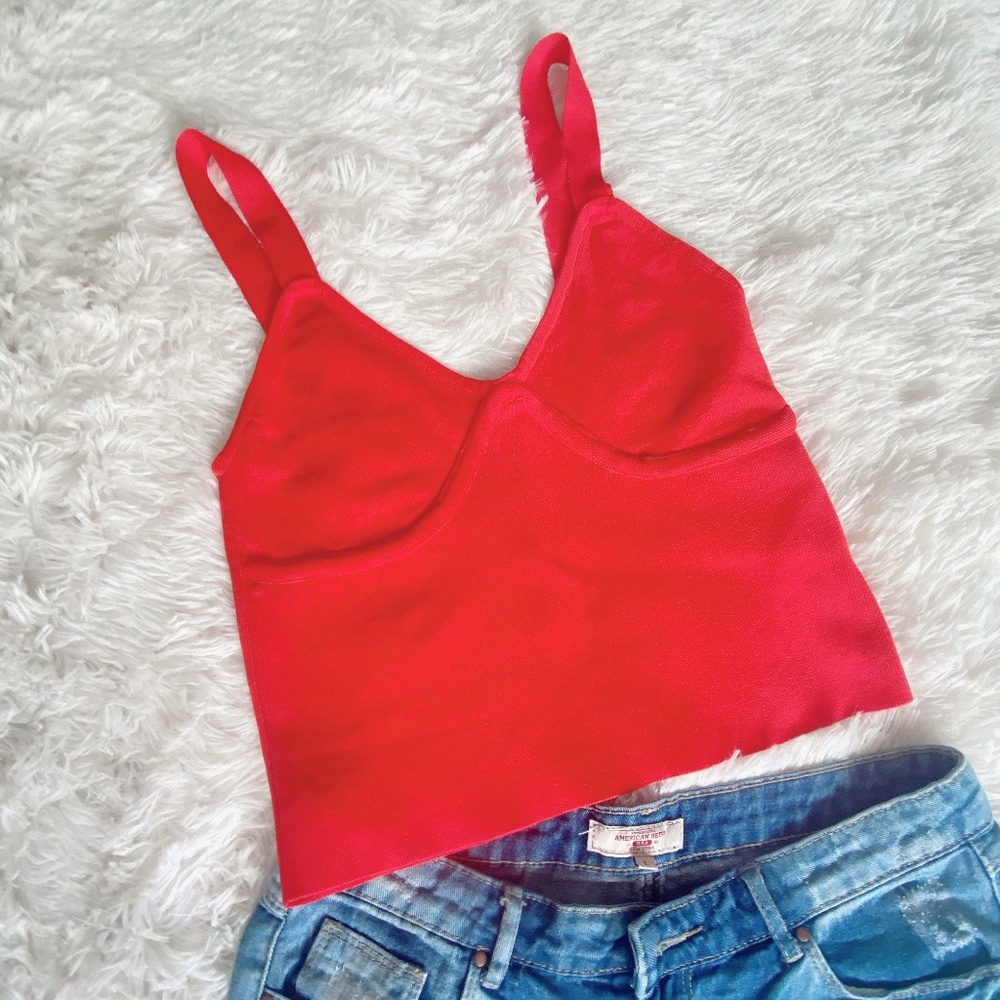 Vero Moda red knitted V neck tank top